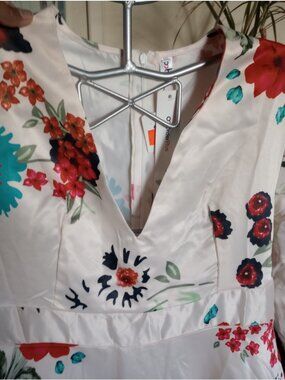 NEW OC ORDER PLUS Retro Floral Midi Dress V-Neck A-Line Womens Size 3XL